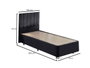 Hanah Home Somier y Cabecero Individual Negro Ela Single (100 x 200 cm) con Arcón Incluido, Estructura de Acero y Tejido 100% Soho